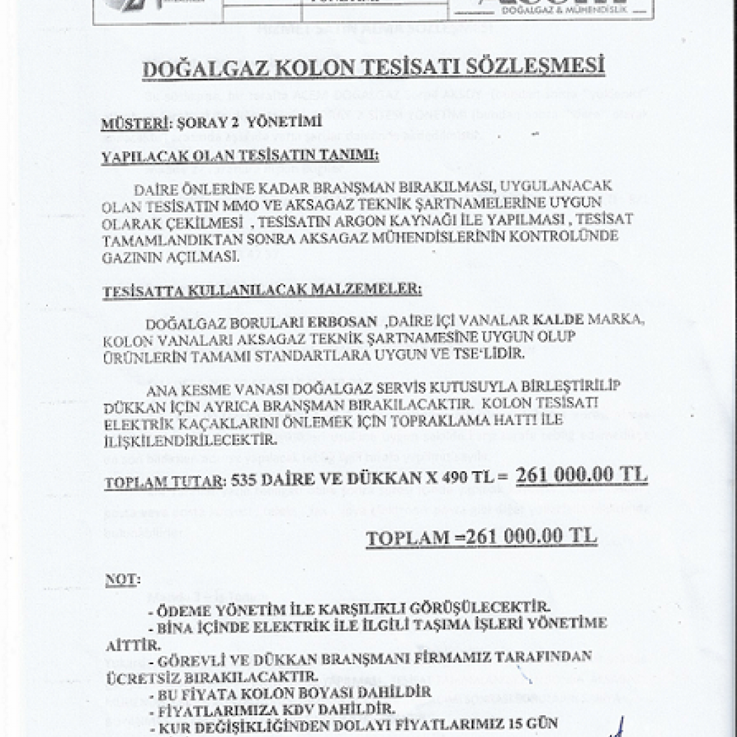 DOĞALGAZ SÖZLEŞMESİ